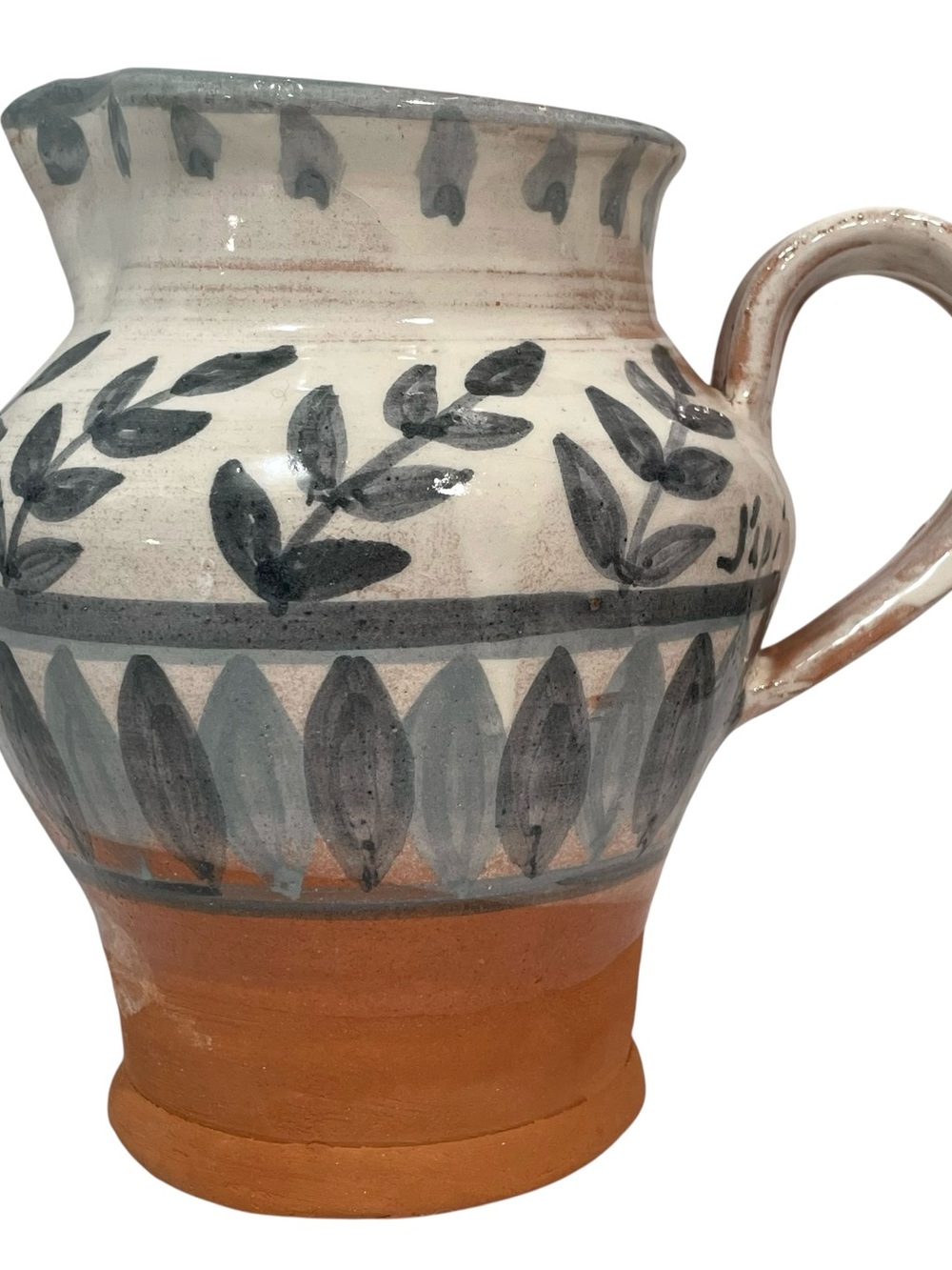 Vintage 1980s Italian J'api Lab. Ceramica Signed Pottery Art Jug Floral Folk Art